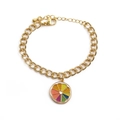 Gold chain bracelet for girls featuring colorful orange slice charms with lobster clasp - Colorful