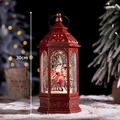 Rote Weihnachts-Schneekugel-Laterne mit Weihnachtsmann-Szene und LED-Lichtdekoration - 30cm / Großer Roter Weihnachtsmann Schlitten