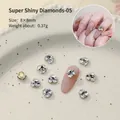Strass pour ongles en forme de trèfle étincelant, finition argentée, taille 8x8mm - Perçage en Pile Étincelant-05 (8mm)