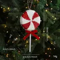 Red and white glittery spiral lollipop Christmas tree ornament with a red velvet bow - Small Candy Style A