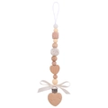 Handmade wooden and silicone pacifier clip with a crochet bead and white ribbon bow - Skin Color Pacifier Chain