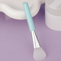 Light blue silicone face mask brush with translucent spatula head for skincare - Slanted Tail Style D / Blue