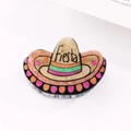 Pinza per capelli a forma di sombrero con trama marmorea e stampa Fiesta - Cappello Sombrero Messicano (D15-2-17)