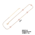 Detail of gold flower necklace with pavé zircons, 40+5cm chain and lobster clasp specs - Gold - Rose Pink Flower