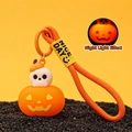 Leuchtender Halloween Kürbis Schlüsselanhänger mit orangefarbenem Seil und Geist-Anhänger - Kürbis-Laterne Skelett (Leuchtstil)