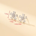 Sparkling S925 silver flower stud earrings with pear-cut zircon petals 1.2cm size - Silver Five-petal Flower