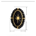Vista de detalle del colgante ovalado vintage con medidas y diseño de estrella en acero - 25*17mm / YE227-Esmalte Negro Estrella Octogonal Ovalada