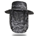 Outdoor Tarnung Sonnenhut mit Gesichtsmaske und Nackenschutz in Schwarz-Weiß-Tarn - Camouflage Schwarzgrau