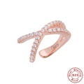 Crossed X-shape S925 sterling silver ear cuff with rose gold finish and sparkling zircon - Rose Gold - White Zirconia (1 Piece)
