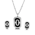 Ensemble de bijoux en acier inoxydable avec collier trombone et boucles d'oreilles clous - Argent (KS118171-KSP)
