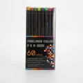Coffret de 60 feutres fins de 0,4mm avec corps noirs dans une boîte de rangement claire - Corps Noir 60 Couleurs