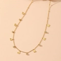 Golden stainless steel necklace featuring hollow butterfly charms and round zircon accents - Hollow Butterfly (L311)