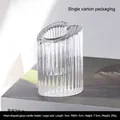 Large heart-shaped crystal glass candle holder with elegant vertical ribbed texture - Large Heart Shaped / Clear