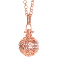 Collana con ciondolo a sfera cava in oro rosa e strass di cristallo bianco da donna - Oro rosa