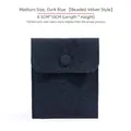 Medium beaded velvet jewelry pouch in deep blue with snap button, size 8.5x10cm - 中号款(8.5cm*10cm) / Dark Blue