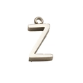 Silver stainless steel letter Z pendant necklace with brushed metallic texture - Steel Z (With Chain) / Silver-Letter Z