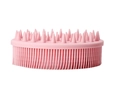 Pink silicone bath brush with double-sided long handle for back scrubbing and massaging - Pointed Head Handheld Style / Pink