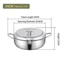 Freidora tempura 3,4L de acero inoxidable con termómetro y tapa con medidas - Acero inoxidable 201 / Plata-24cm