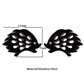 Detailed view of hedgehog earrings with dimensions 11x7mm in black stainless steel - Hedgehog / Black