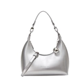Sac hobo argenté métallisé en forme de lune avec pendentif sphérique décoratif - Argenté