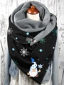 Warm winter button shawl with cartoon gnome and snowflake prints over black and grey fleece - 27-Black Christmas Cartoon