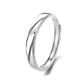 Elegant silver twisted open ring with micro-set white zircon stones for women - Men's Style (White Gold Plated Copper) / Adjustable Open