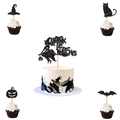 Set decorazioni per torta Halloween glitter nero con scritta Drink Up Witches - Set di Decorazioni per Torte Nero DRINK UP WITCHES