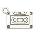 Silver finish cassette tape pendant for DIY jewelry making and necklace crafts - 1Pc Tape Cassette 16x24mm