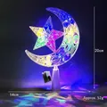 Glow LED Christmas tree topper with star and moon design showing 20cm height and 14cm width - 15cm Polka Dot Star Moon Multicolor Light