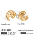 Detailed view of gold stainless steel double layer pearl ear cuffs with size measurements - Artificial Pearl Ear Cuff Style (JDE0212206)