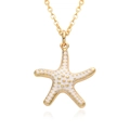 Collier bohème avec pendentif étoile de mer plaqué or et émail blanc pour femme - Blanc