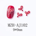 Macro detail of 9x9mm red heart nail art rhinestones with metallic silver base - Pave Full Rhinestone Heart (AJ102)