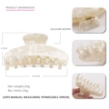 Cream marble cellulose acetate hair claw clip for bun hairstyles, size 10.5cm by 5.0cm - Pearl White