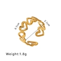 Minimalist 18k gold plated stainless steel open ring with hollow heart patterns - Continuous Peach Heart Splicing (NB-R2023042)