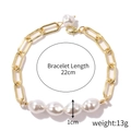 Golden link chain bracelet with baroque pearls, 22cm length and 13g weight specifications - Four Irregular Pearls