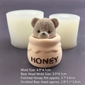 3D teddy bear honey pot silicone mold for DIY candles, plaster crafts and baking - Large Honey Pot + Bear Head