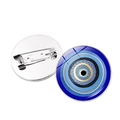 Set of two Turkish evil eye brooch pins featuring concentric blue and gold enamel motifs - Silver-10
