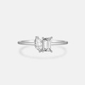 S925 silver Toi et Moi ring with marquise and emerald cut cubic zirconia gems - US 6 / 277-Double Stone Marquise Emerald Cut / Silver