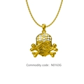 Collier hip hop plaqué or tête de mort avec cristaux étincelants et os croisés - Or (N0163G)