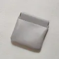 Gray mini PU leather pouch with 8x8 cm size and automatic closure for lipstick storage - Small Sky Gray