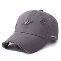 Berretto da baseball vintage grigio scuro con ricami e dettagli strappati - Regolabile / Grigio
