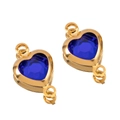 Golden heart-shaped connector with faceted dark blue crystal for DIY jewelry making - Gold Base-Royal Blue