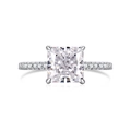 Square cut ice flower S925 sterling silver ring with pavé stones on white background - Square Silver
