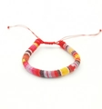 Detailed close-up of a handmade Bohemian woven surf bracelet with colorful threads - Size 24
