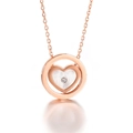 Collier en or rose avec pendentif cœur en nacre et diamant central sur fond blanc - Style A Or Rose (KN112227-GC)