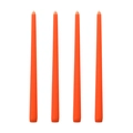 Set de 4 elegantes velas cónicas naranjas de 25 cm con un acabado mate suave - Rojo Anaranjado