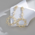 Vintage gold hollow star and moon asymmetrical tassel earrings for a modern luxury look - Sun Style