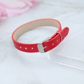 DIY 10mm red leather wristband strap with silver metal buckle for custom charms - 10MM PU Leather Wristband-Red (Square Buckle)