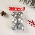 Silver Christmas ball ornaments set of 6 with glitter, matte, and glossy finishes - 4CM Silver Christmas Balls (6Pcs/Shiny Matte Glitter)