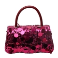 Sparkly rose red sequin crossbody bag for women with round handle and elegant design - Burgundy